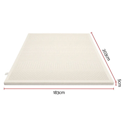Giselle Bedding King Latex Mattress Topper 7-Zone Natural Latex Core Breathable 5cm