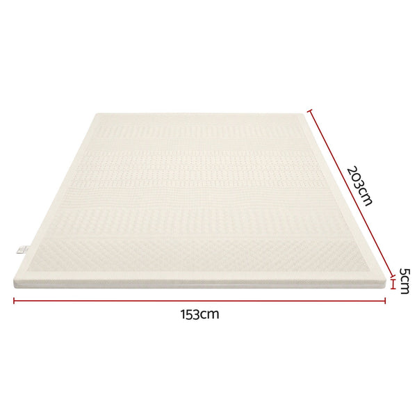 Giselle Bedding Queen Latex Mattress Topper 7-Zone Natural Latex Core Breathable 5cm Awezingly
