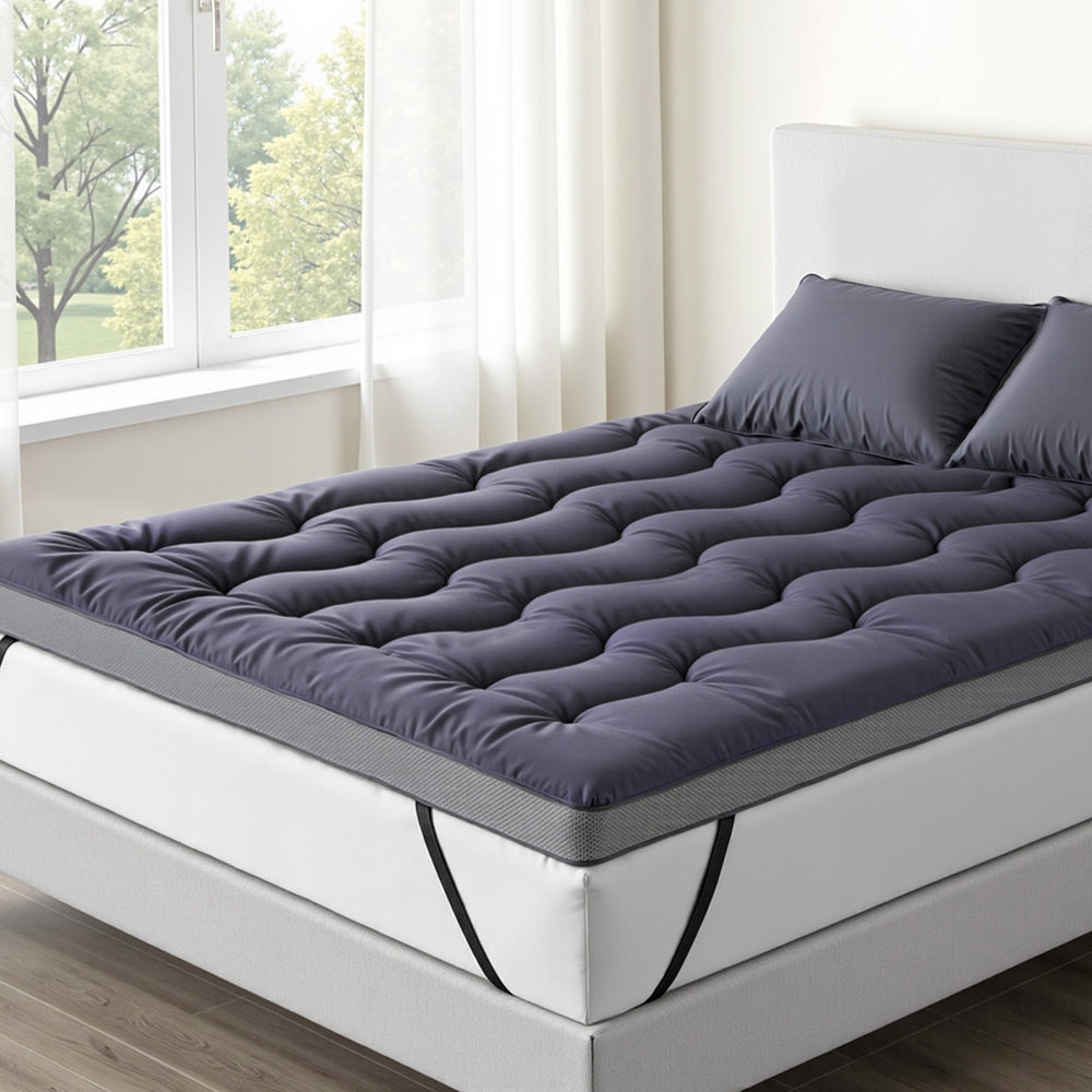 Giselle 5cm Mattress Topper Pillowtop toppers Bamboo Charcoal Double Awezingly