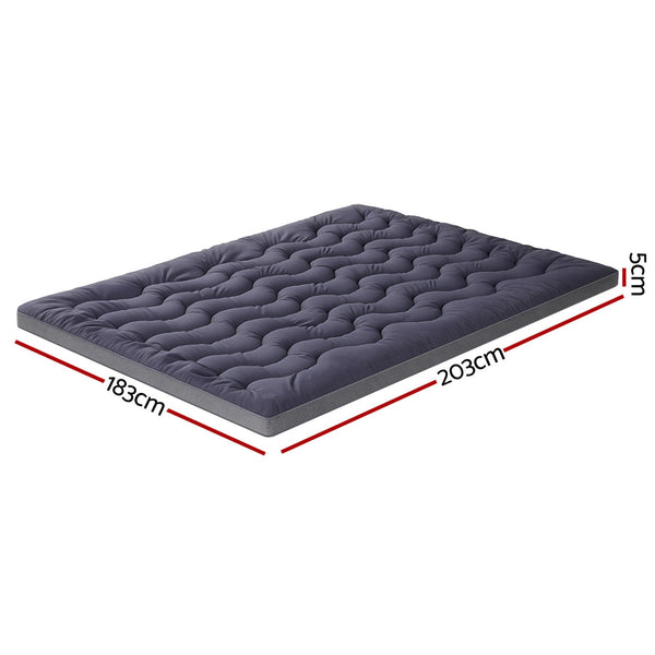 Giselle 5cm Mattress Topper Pillowtop toppers Bamboo Charcoal King Awezingly