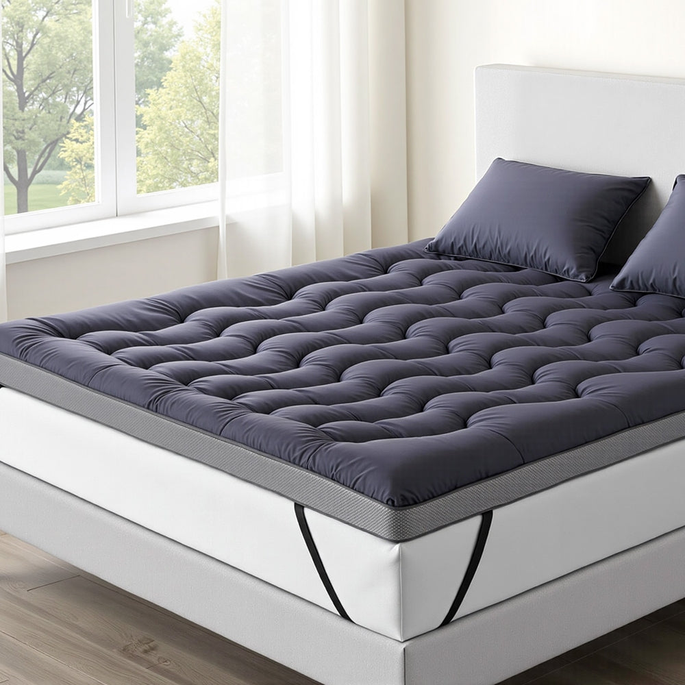 Giselle 5cm Mattress Topper Pillowtop toppers Bamboo Charcoal King Awezingly