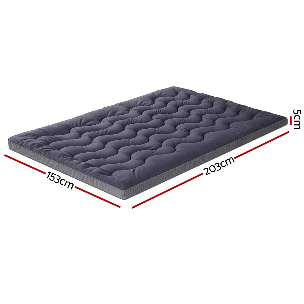 Giselle 5cm Mattress Topper Pillowtop toppers Bamboo Charcoal Queen Awezingly