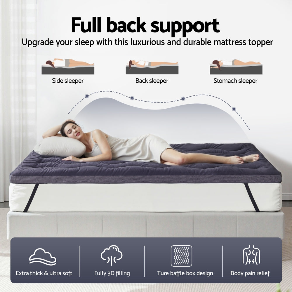 Giselle 5cm Mattress Topper Pillowtop toppers Bamboo Charcoal Single Awezingly