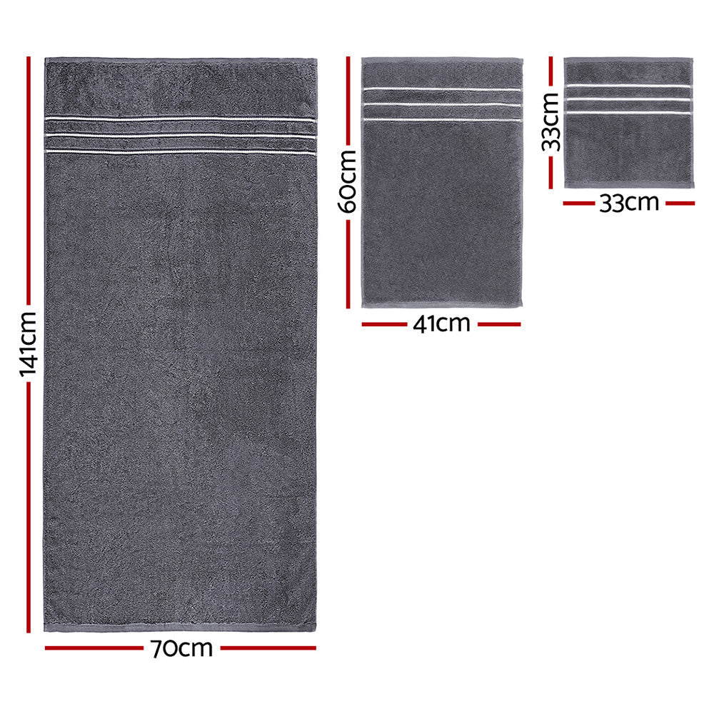 6 Pack Bath Towels Set Cotton Towel Grey Does not apply