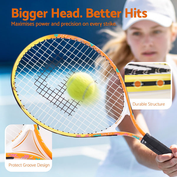 Everfit 23 Inch Tennis Racket Lightweight 200g for Adult and Junior Players Orange Awezingly