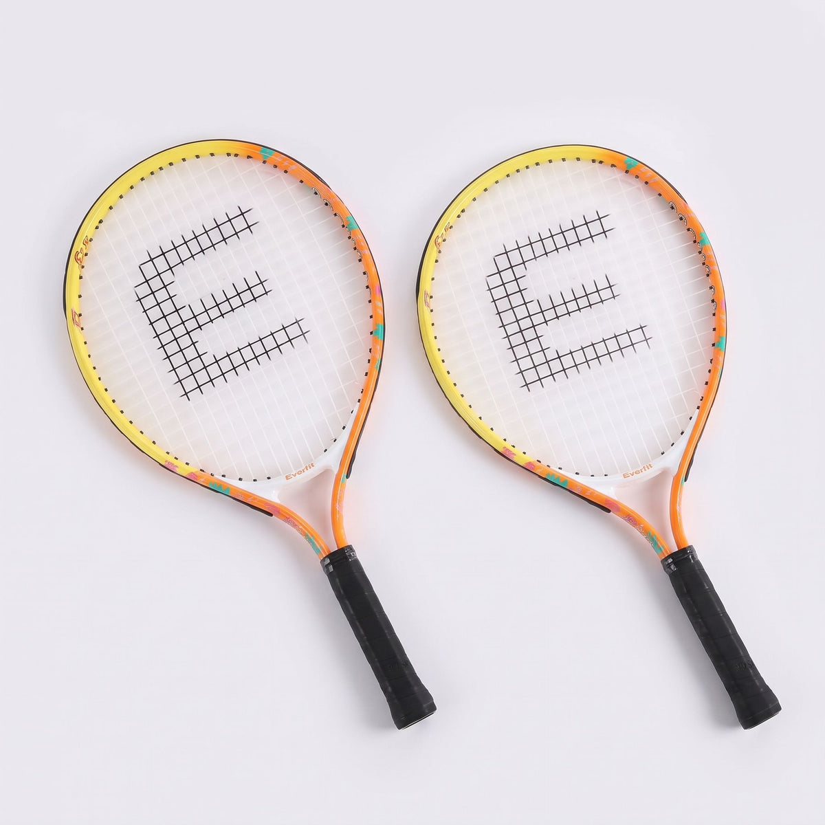 Everfit 23 Inch Tennis Racket Set of 2 Pack Lightweight Cushioned Grip Orange Awezingly