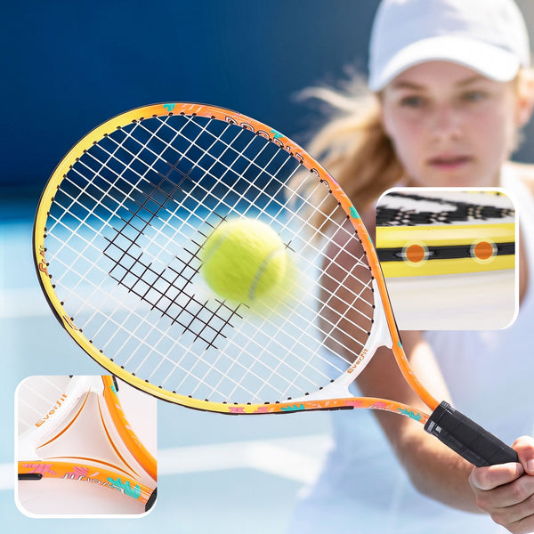 Everfit 23 Inch Tennis Racket Set of 2 Pack Lightweight Cushioned Grip Orange Awezingly