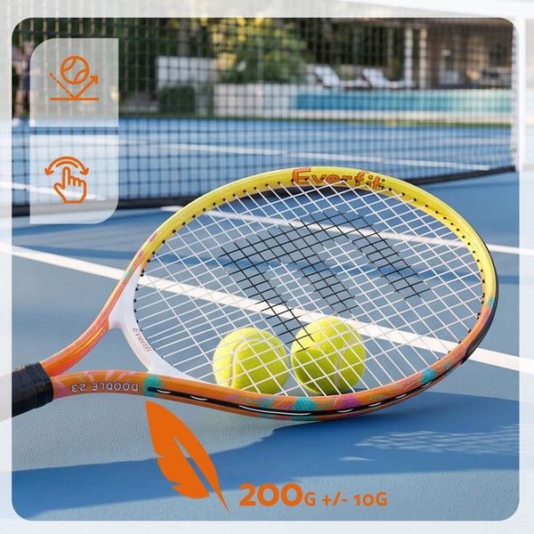 Everfit 23 Inch Tennis Racket Set of 2 Pack Lightweight Cushioned Grip Orange Awezingly