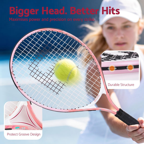 Title Everfit 23 Inch Tennis Racket Lightweight 200g for Adult and Junior Players Pink Awezingly