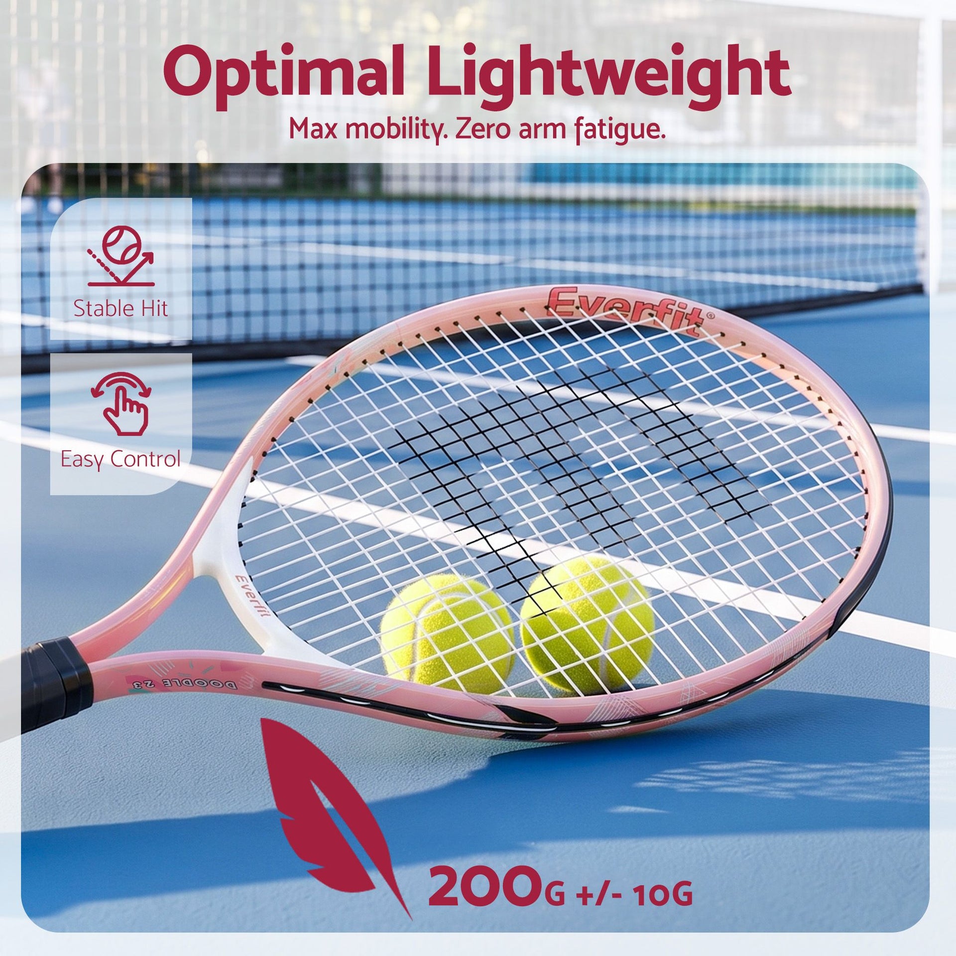 Title Everfit 23 Inch Tennis Racket Lightweight 200g for Adult and Junior Players Pink Awezingly