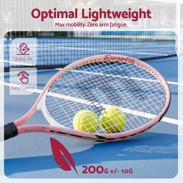 Title Everfit 23 Inch Tennis Racket Lightweight 200g for Adult and Junior Players Pink Awezingly
