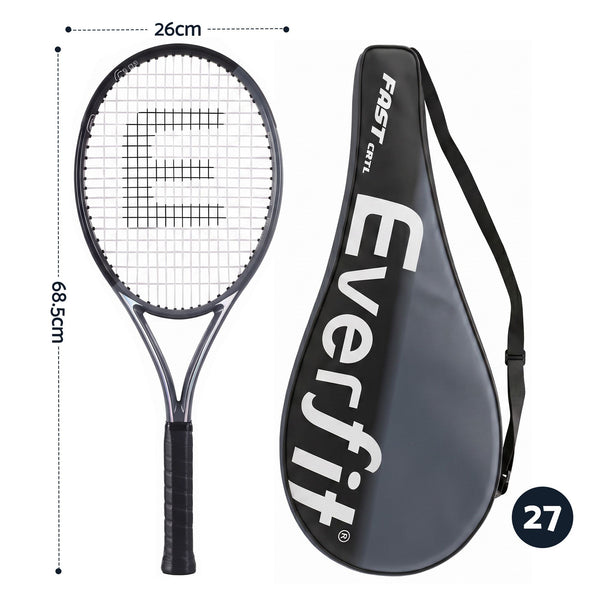 Everfit 27 Inch Tennis Racket Lightweight Racquet for Beginner Adult Players Black Awezingly