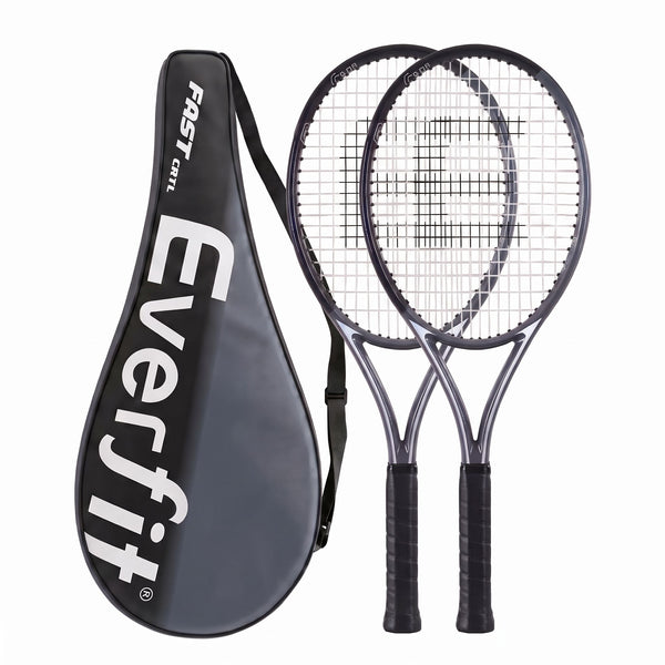 Everfit Tennis Racket Set 2 Pack 27 Inch Lightweight Cushioned Grip for Adults Black Awezingly