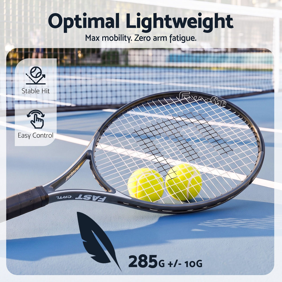 Everfit Tennis Racket Set 2 Pack 27 Inch Lightweight Cushioned Grip for Adults Black Awezingly