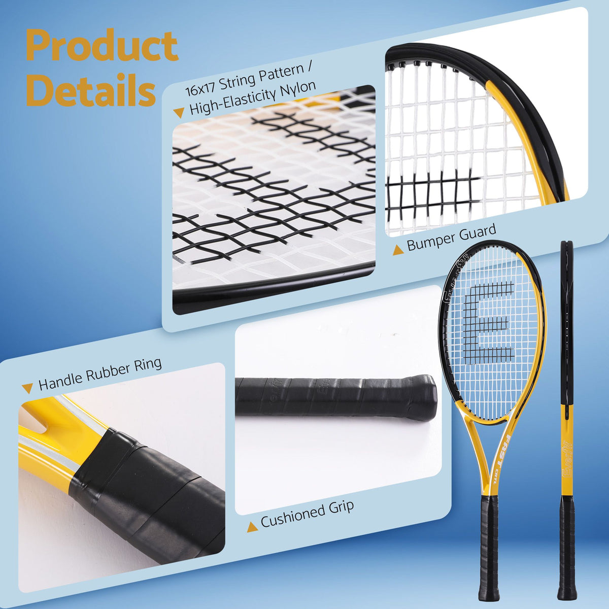 Everfit 27 Inch Tennis Racket Lightweight Racquet for Beginner Adult Players Awezingly