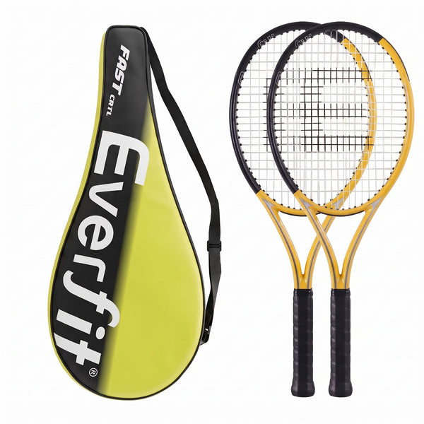 Everfit 27 Inch Tennis Racket Set of 2 Pack 27 Inch Lightweight Cushioned Grip Gold Awezingly