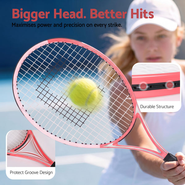 Everfit 27 Inch Tennis Racket Lightweight Racquet for Beginner Adult Players Pink Awezingly