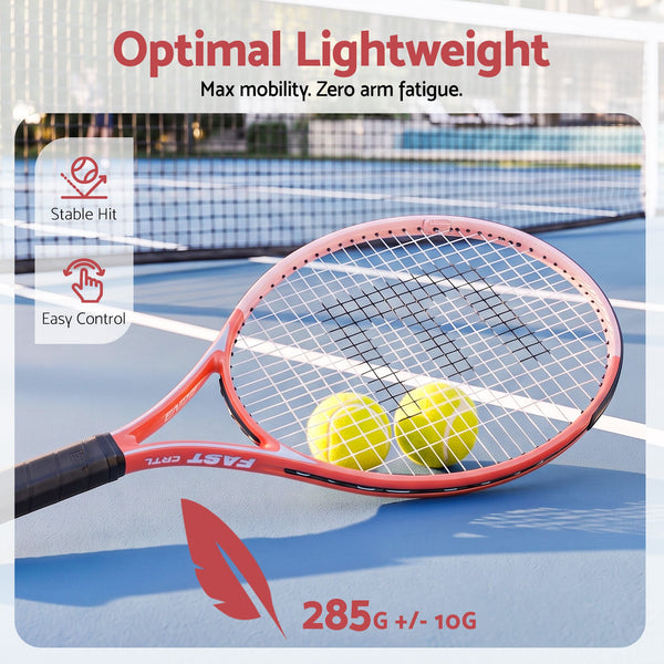 Everfit 27 Inch Tennis Racket Lightweight Racquet for Beginner Adult Players Pink Awezingly
