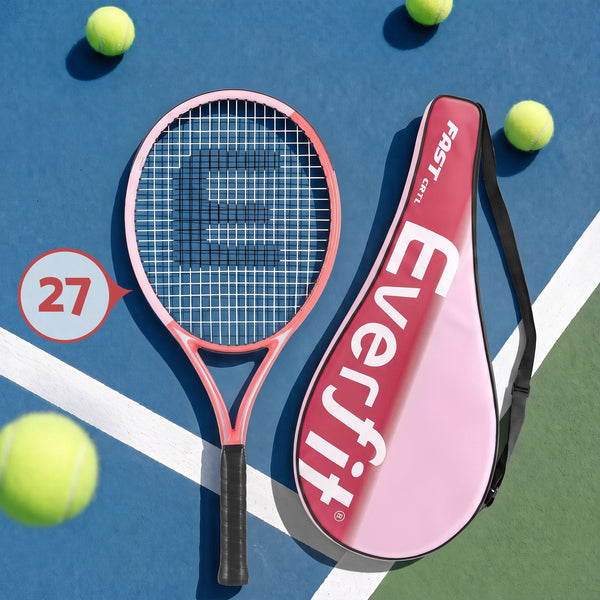 Everfit 27 Inch Tennis Racket Lightweight Racquet for Beginner Adult Players Pink Awezingly