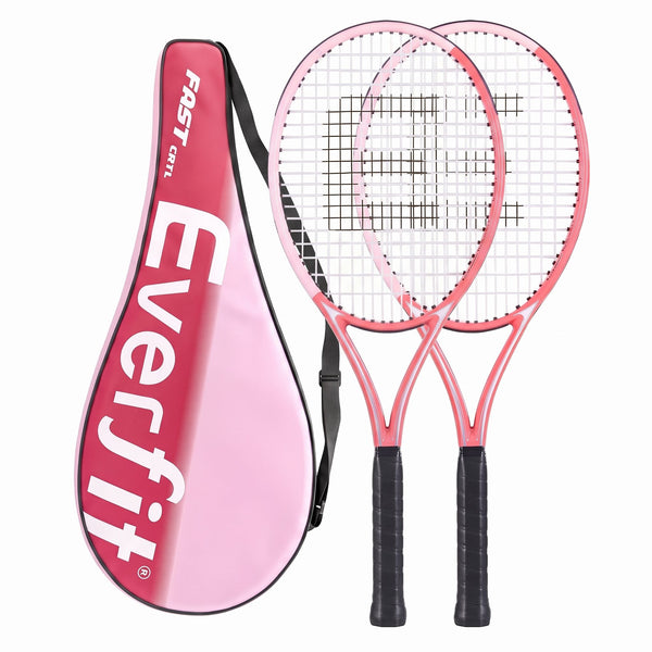 Everfit Tennis Racket Set 2 Pack 27 Inch Lightweight Cushioned Grip for Adults Pink Awezingly