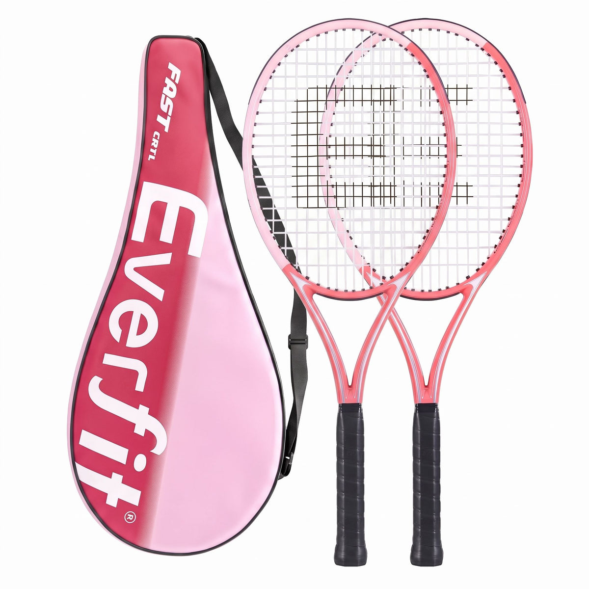 Everfit Tennis Racket Set 2 Pack 27 Inch Lightweight Cushioned Grip for Adults Pink Awezingly