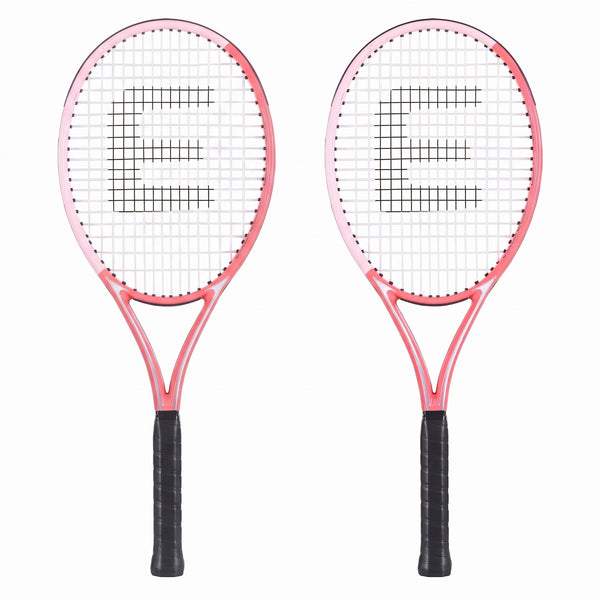 Everfit Tennis Racket Set 2 Pack 27 Inch Lightweight Cushioned Grip for Adults Pink Awezingly