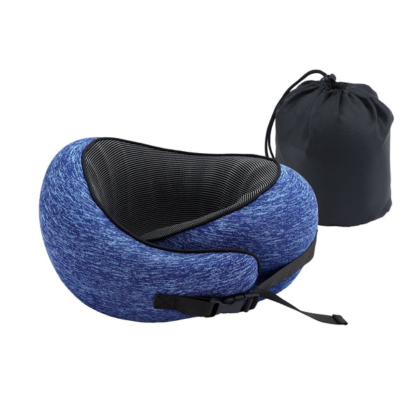 Wanderlite Travel Pillows for Airplanes Ergonomic Memory Foam Neck Pillow, Breathable & Washable Cover, Travel Bag Included, Airplane Pillow for Airplane, Car, Office and Home, Blue Awezingly