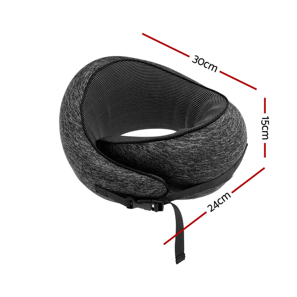 Wanderlite Travel Pillows for Airplanes Ergonomic Memory Foam Neck Pillow, Breathable & Washable Cover, Travel Bag Included, Airplane Pillow for Airplane, Car, Office and Home, Dark Grey Awezingly