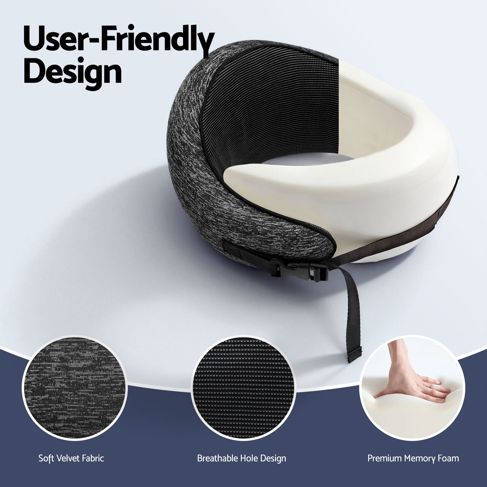 Wanderlite Travel Pillows for Airplanes Ergonomic Memory Foam Neck Pillow, Breathable & Washable Cover, Travel Bag Included, Airplane Pillow for Airplane, Car, Office and Home, Dark Grey Awezingly