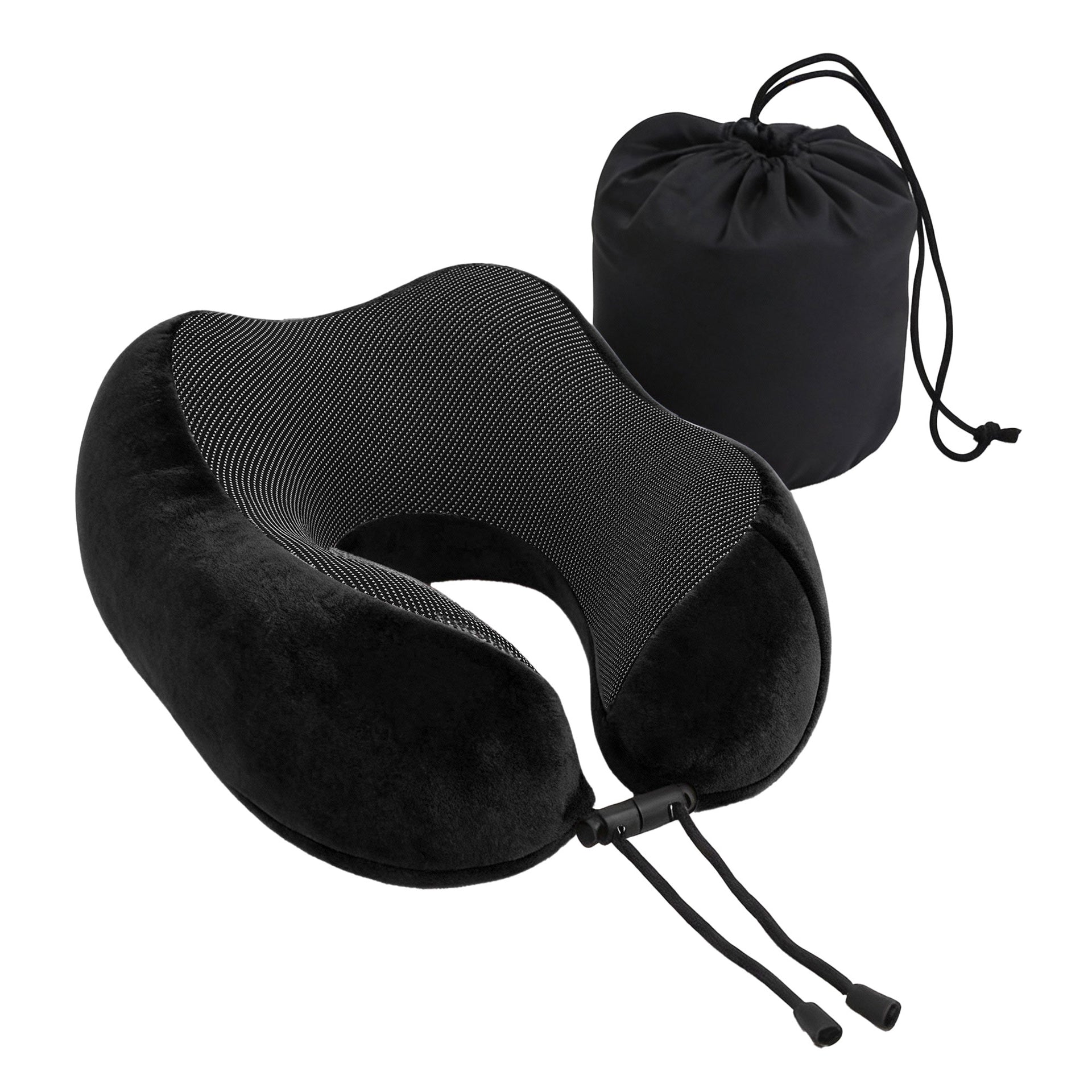 Wanderlite Travel Pillow for Airplanes Memory Foam Neck Pillows for Traveling, Soft & Washable Cover with Storage Bag, Portable Plane Accessories for Airplanes Offices Cars, Black Awezingly