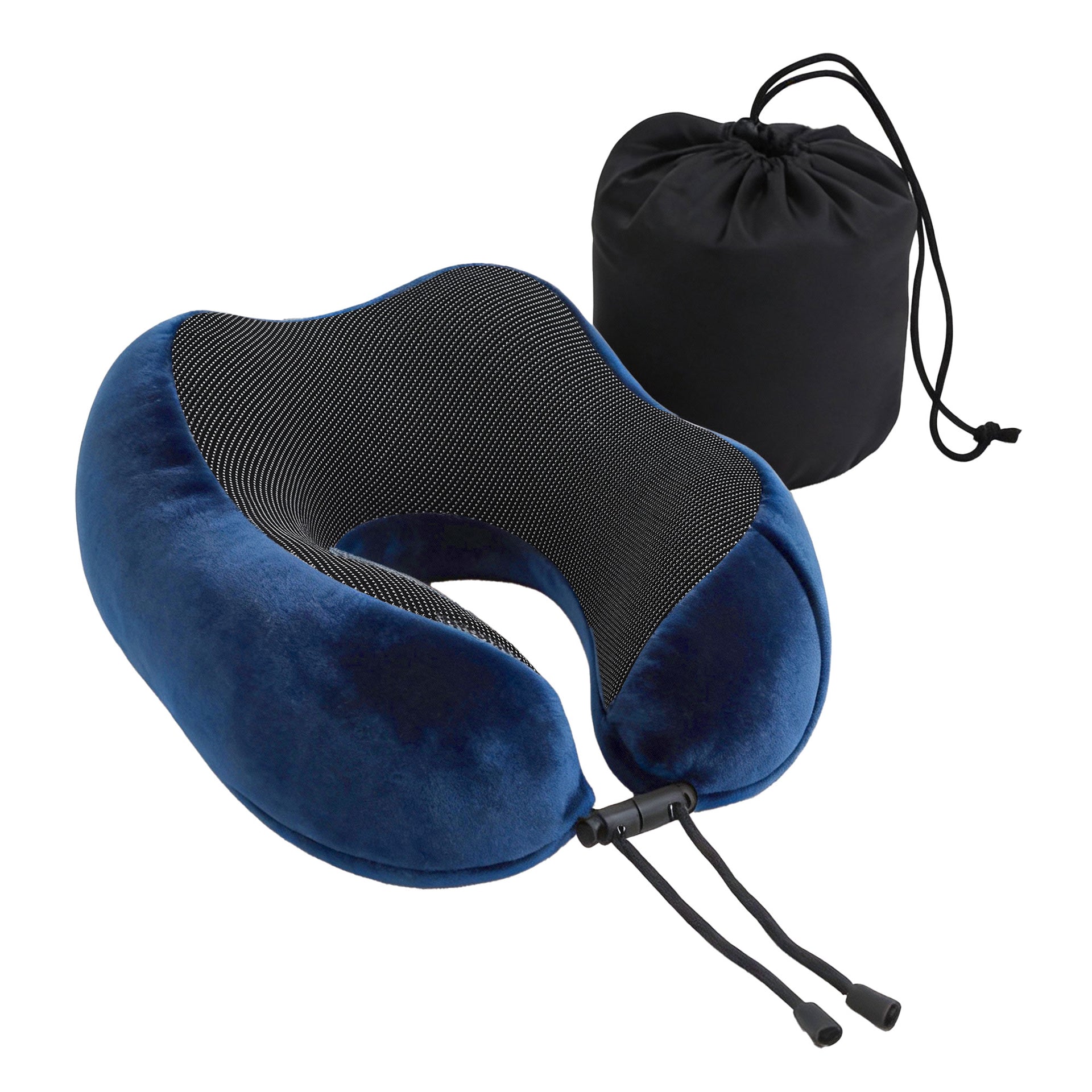 Wanderlite Travel Pillow for Airplanes Memory Foam Neck Pillows for Traveling, Soft & Washable Cover with Storage Bag, Portable Plane Accessories for Airplanes Offices Cars, Blue Awezingly