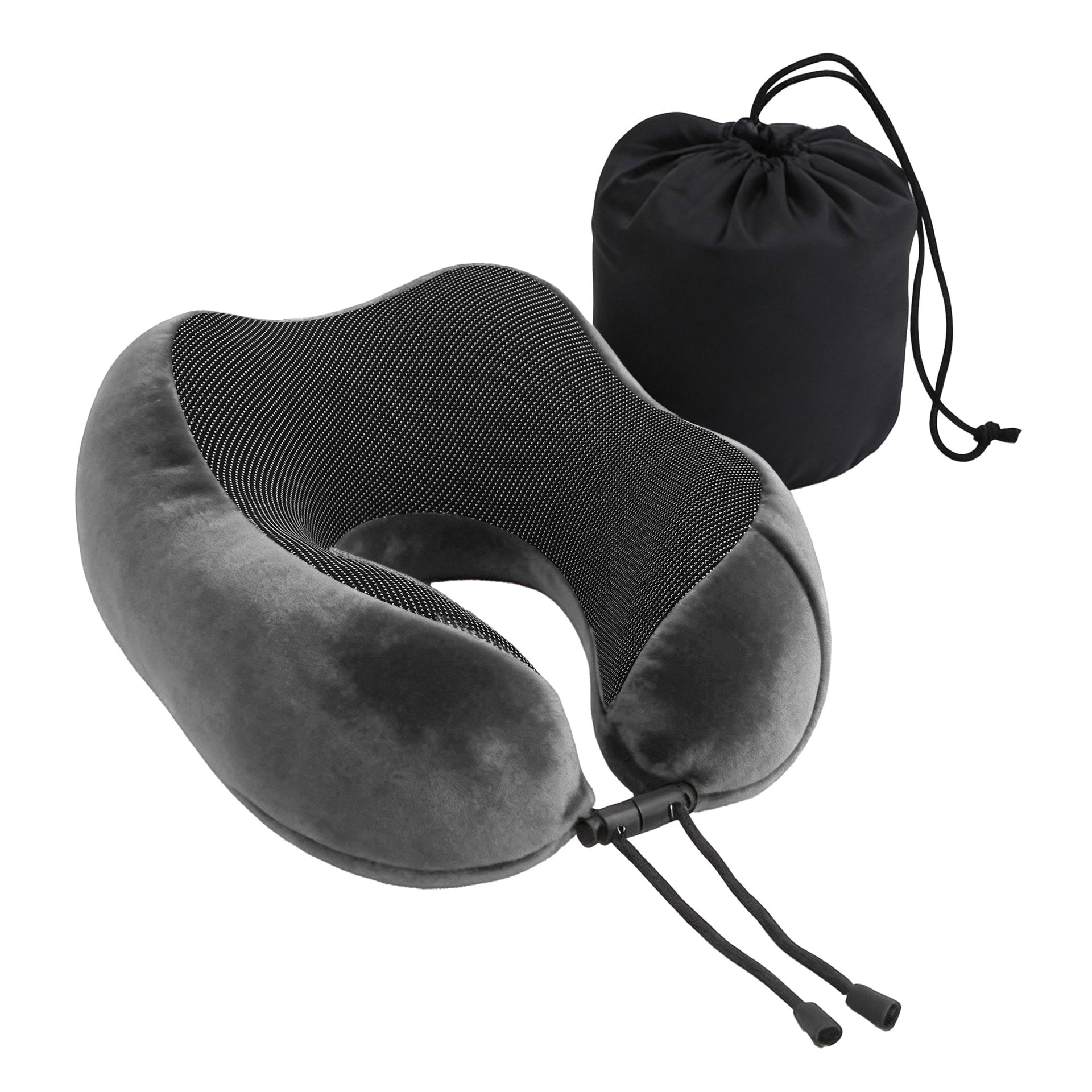 Wanderlite Travel Pillow for Airplanes Memory Foam Neck Pillows for Traveling, Soft & Washable Cover with Storage Bag, Portable Plane Accessories for Airplanes Offices Cars, Grey Awezingly