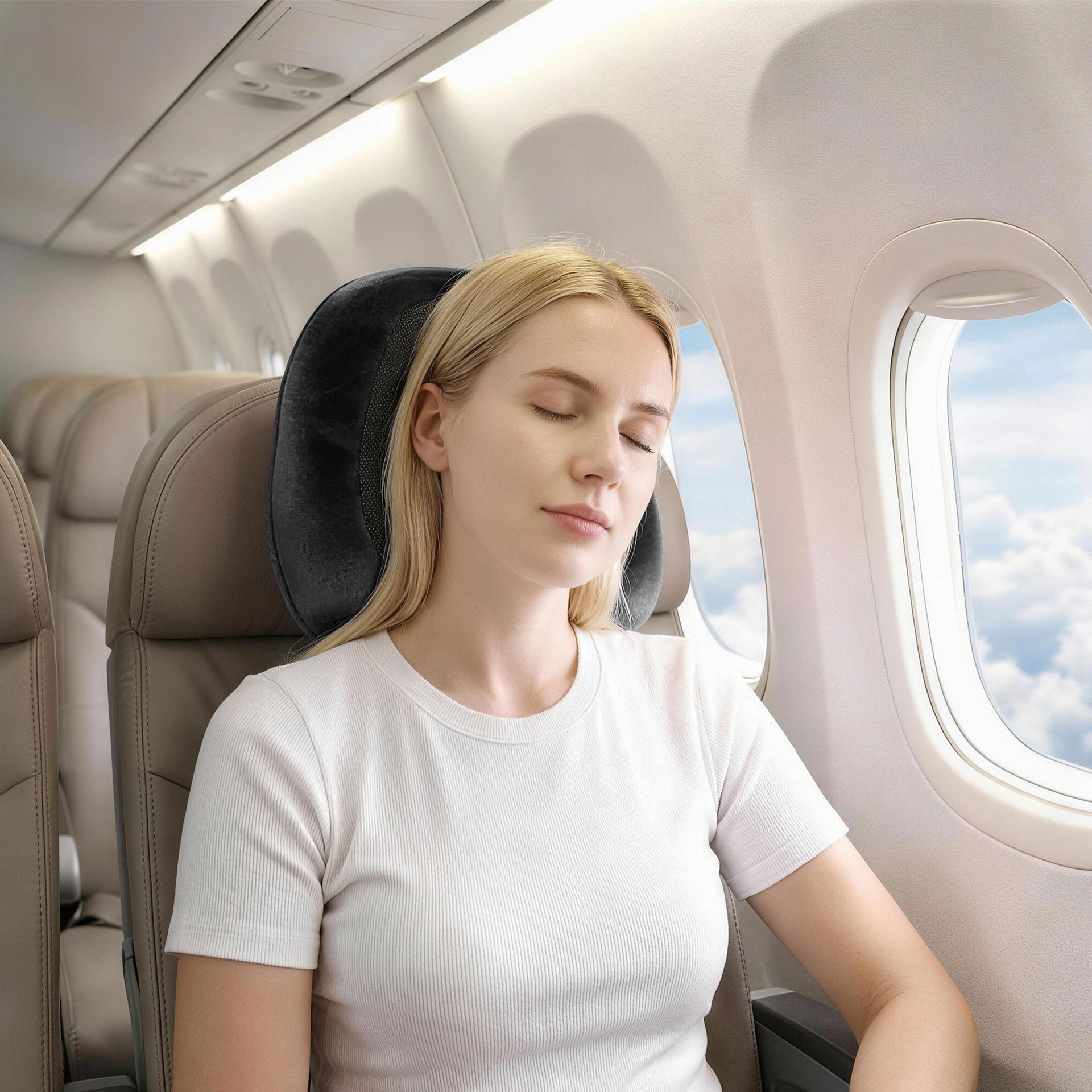 Wanderlite Travel Pillow for Airplanes Memory Foam Neck Pillows for Traveling, Soft & Washable Cover with Storage Bag, Portable Plane Accessories for Airplanes Offices Cars, Grey Awezingly