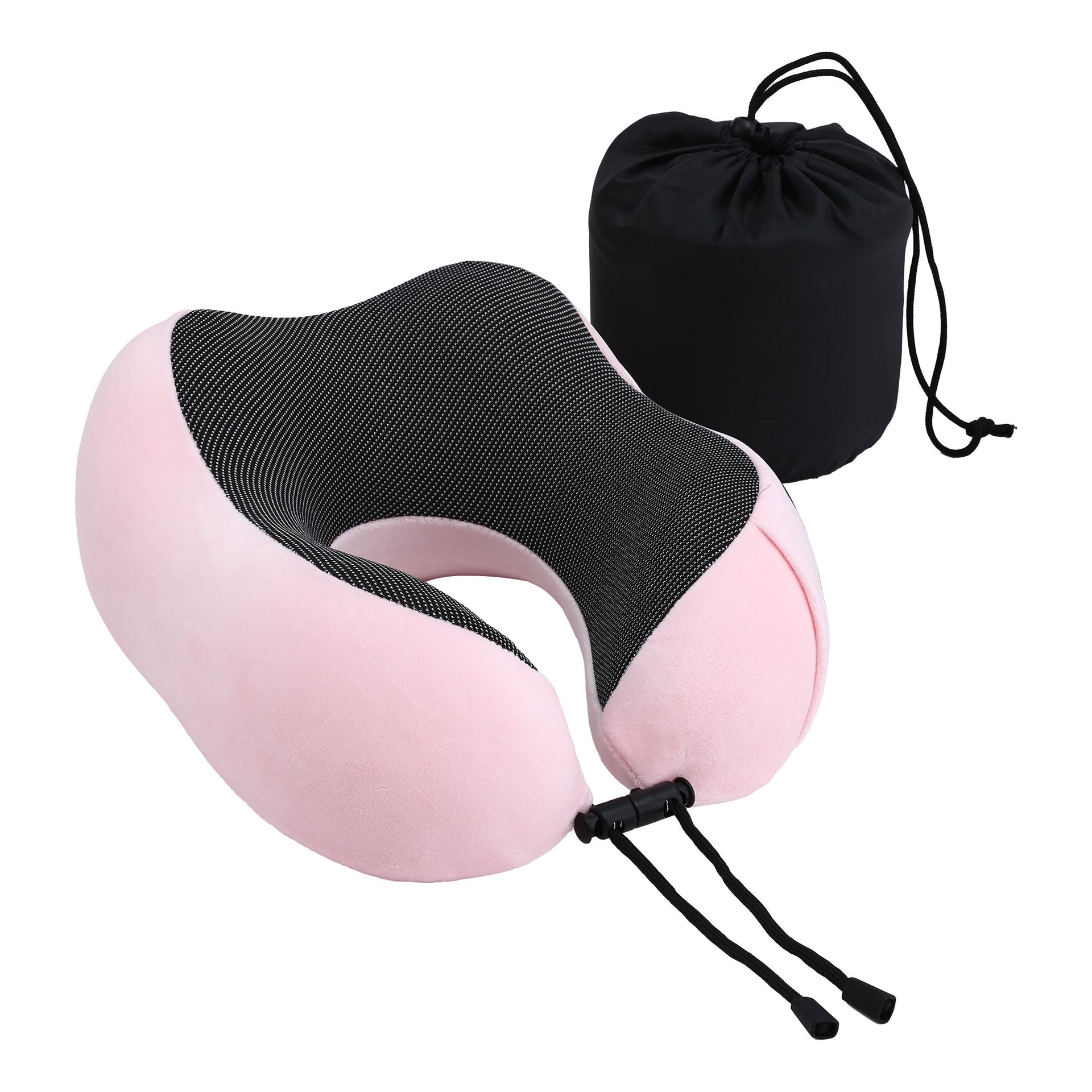 Wanderlite Travel Pillow for Airplanes Memory Foam Neck Pillows for Traveling, Soft & Washable Cover with Storage Bag, Portable Plane Accessories for Airplanes Offices Cars, Pink Awezingly