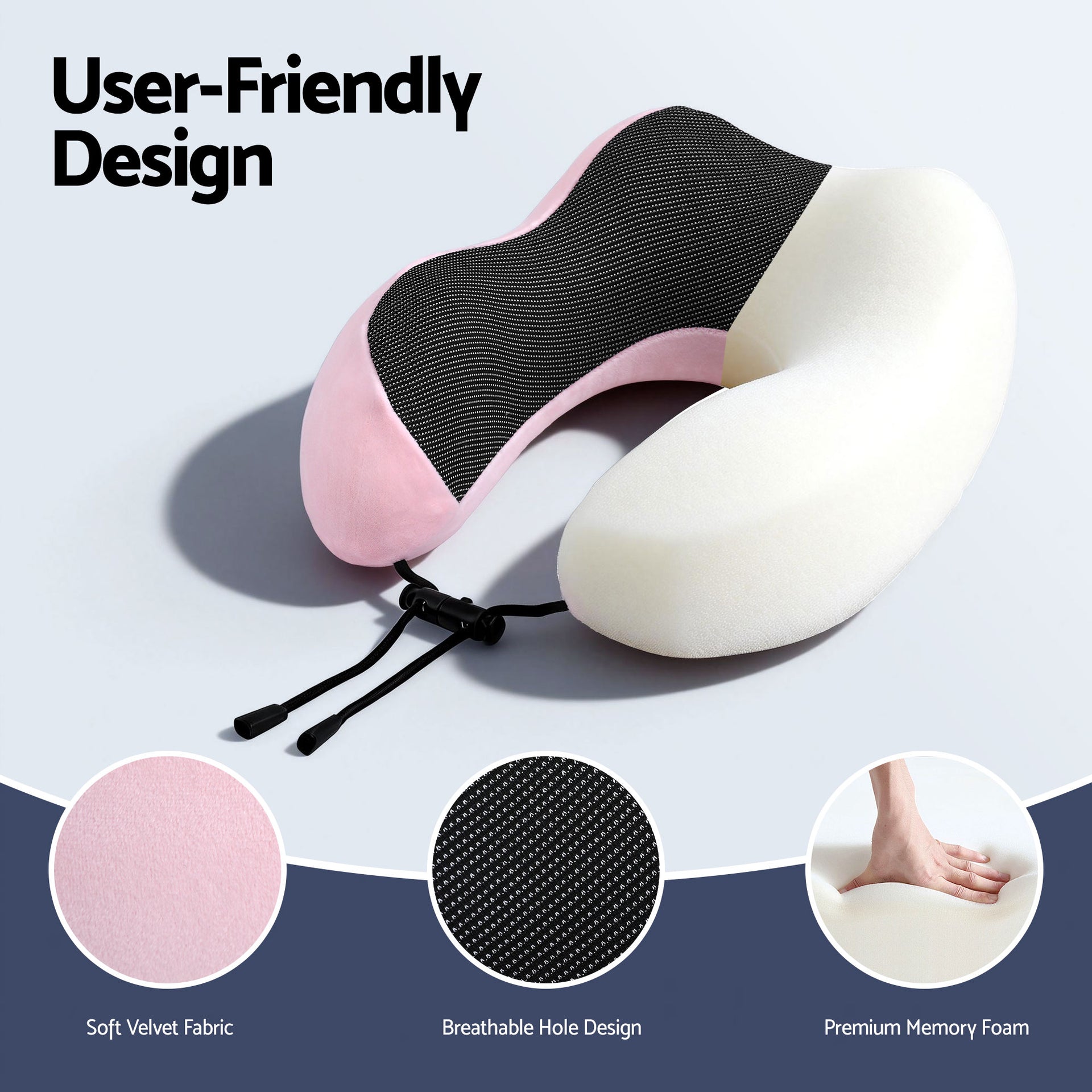 Wanderlite Travel Pillow for Airplanes Memory Foam Neck Pillows for Traveling, Soft & Washable Cover with Storage Bag, Portable Plane Accessories for Airplanes Offices Cars, Pink Awezingly