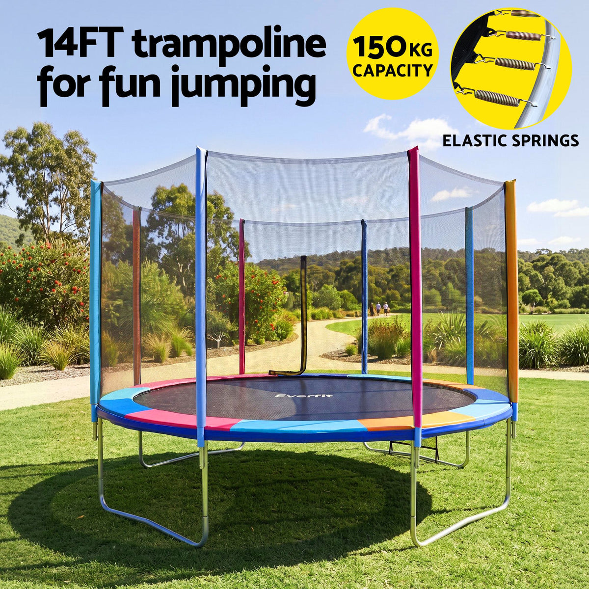 Everfit 14FT Kids Trampoline Rebounder with Enclosure Net Storage Bag Awezingly