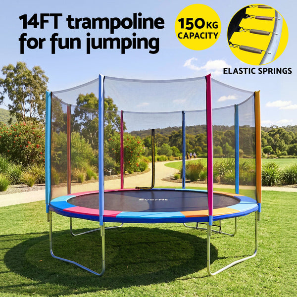 Everfit 14FT Kids Trampoline Rebounder with Enclosure Net Storage Bag Awezingly