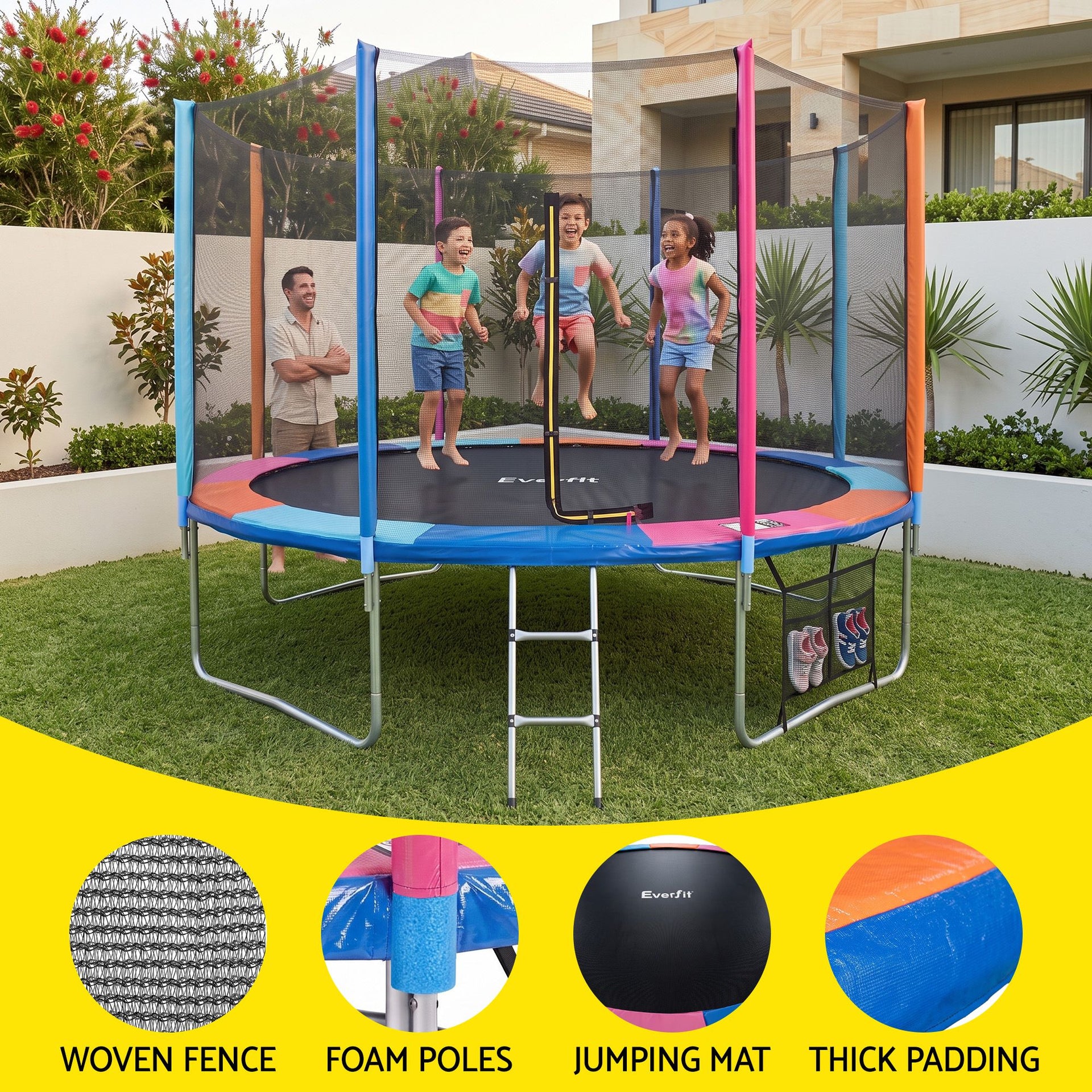 Everfit 14FT Kids Trampoline Rebounder with Enclosure Net Storage Bag Awezingly