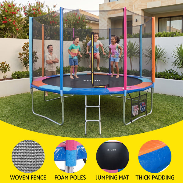 Everfit 14FT Kids Trampoline Rebounder with Enclosure Net Storage Bag Awezingly