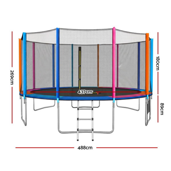 Everfit 16FT Kids Trampoline Rebounder with Enclosure Net Storage Bag Awezingly