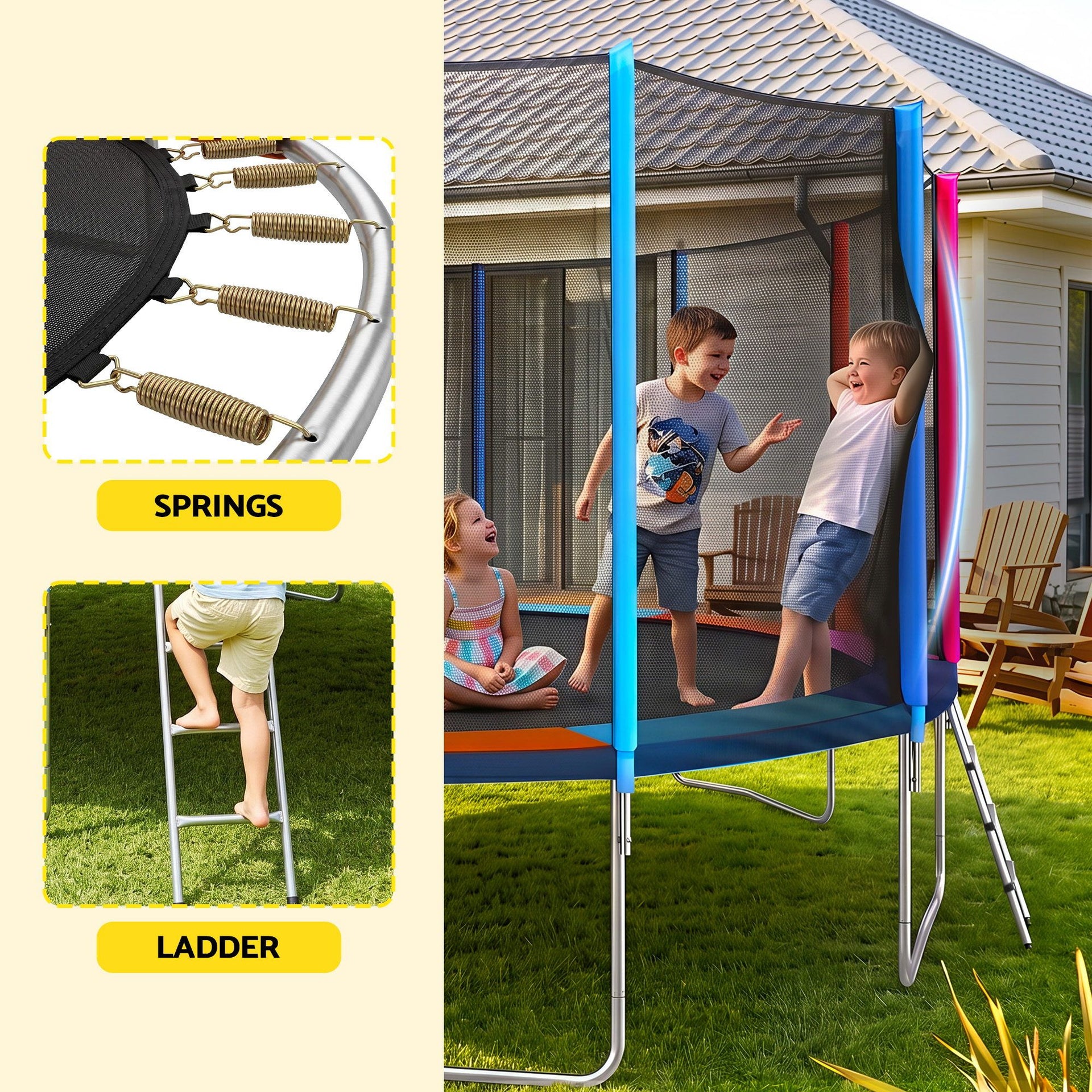 Everfit 16FT Kids Trampoline Rebounder with Enclosure Net Storage Bag Awezingly
