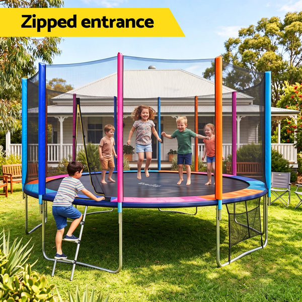Everfit 16FT Kids Trampoline Rebounder with Enclosure Net Storage Bag Awezingly