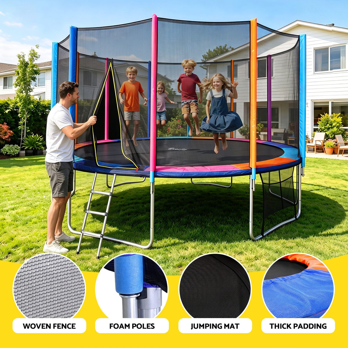 Everfit 16FT Kids Trampoline Rebounder with Enclosure Net Storage Bag Awezingly