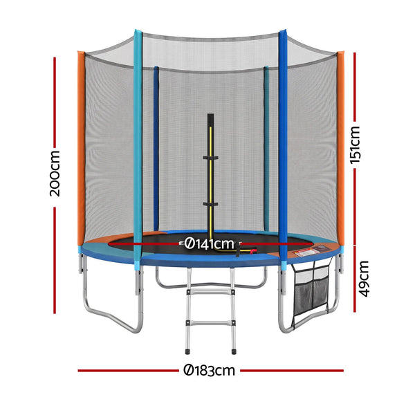 Everfit 6FT Kids Trampoline Rebounder with Enclosure Net Storage Bag Awezingly
