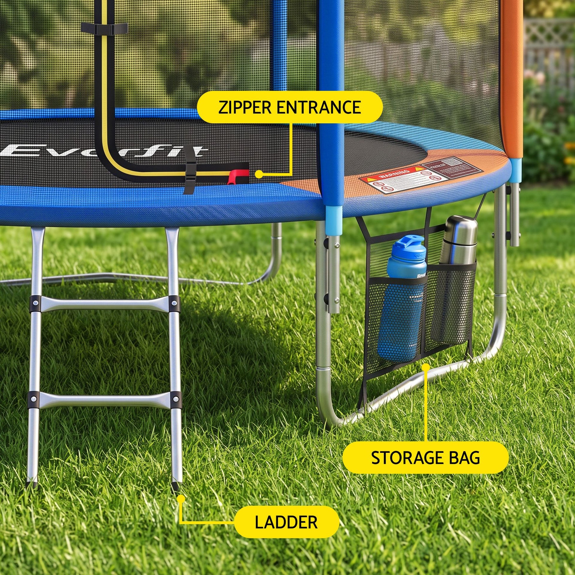 Everfit 6FT Kids Trampoline Rebounder with Enclosure Net Storage Bag Awezingly
