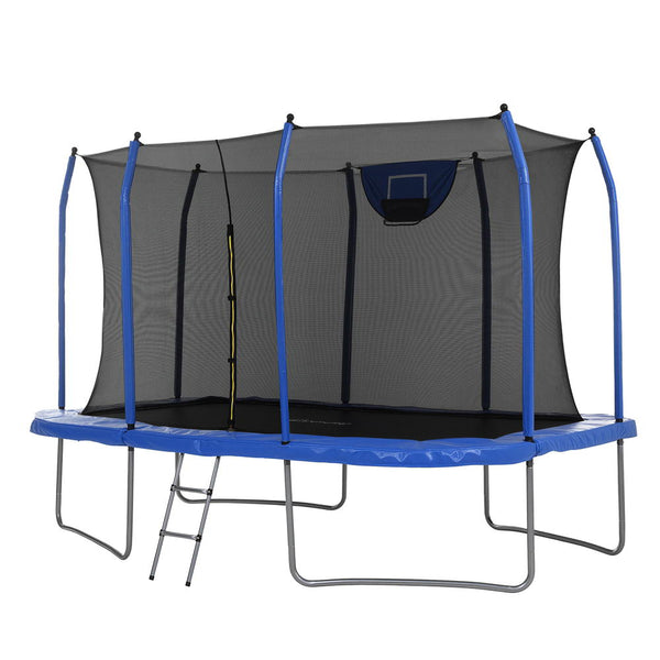 Everfit 12FT Trampoline Kids Rectangle Rebounder with Basketball Set Safety Net Awezingly