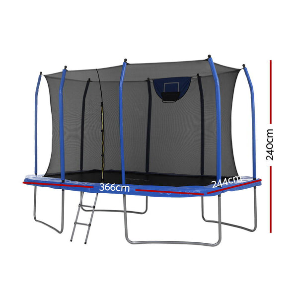Everfit 12FT Trampoline Kids Rectangle Rebounder with Basketball Set Safety Net Awezingly