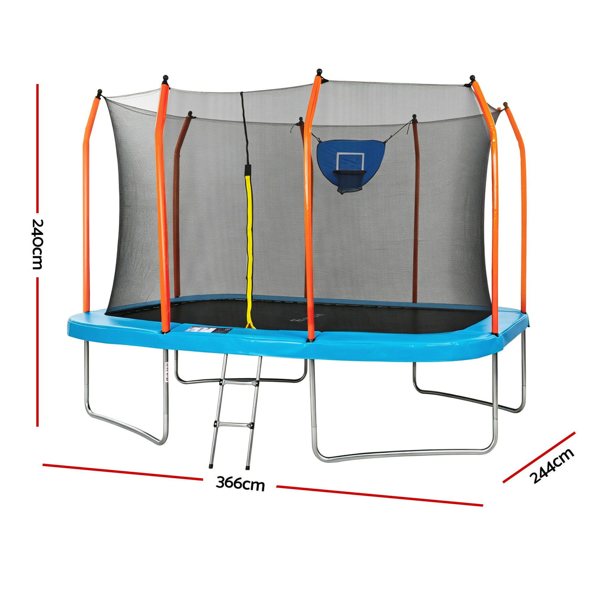 Everfit 12FT Kids Trampoline Rectangle Rebounder with Basketball Set Blue Awezingly