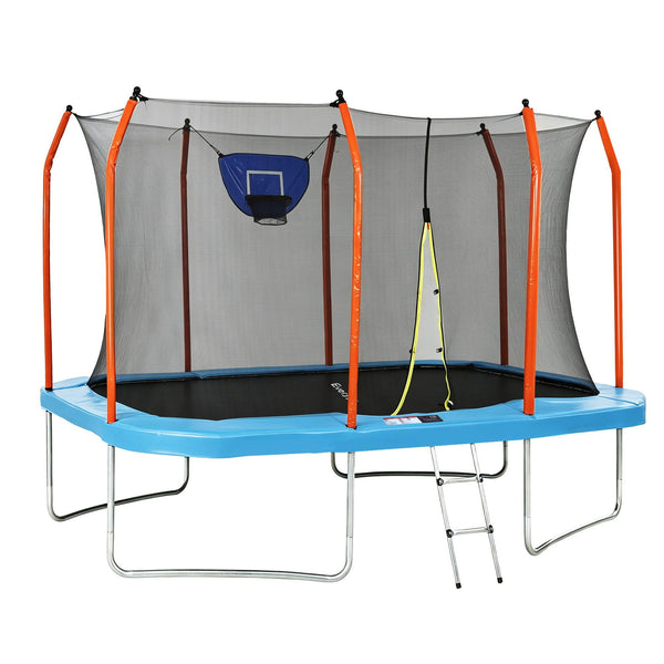 Everfit 12FT Kids Trampoline Rectangle Rebounder with Basketball Set Blue Awezingly