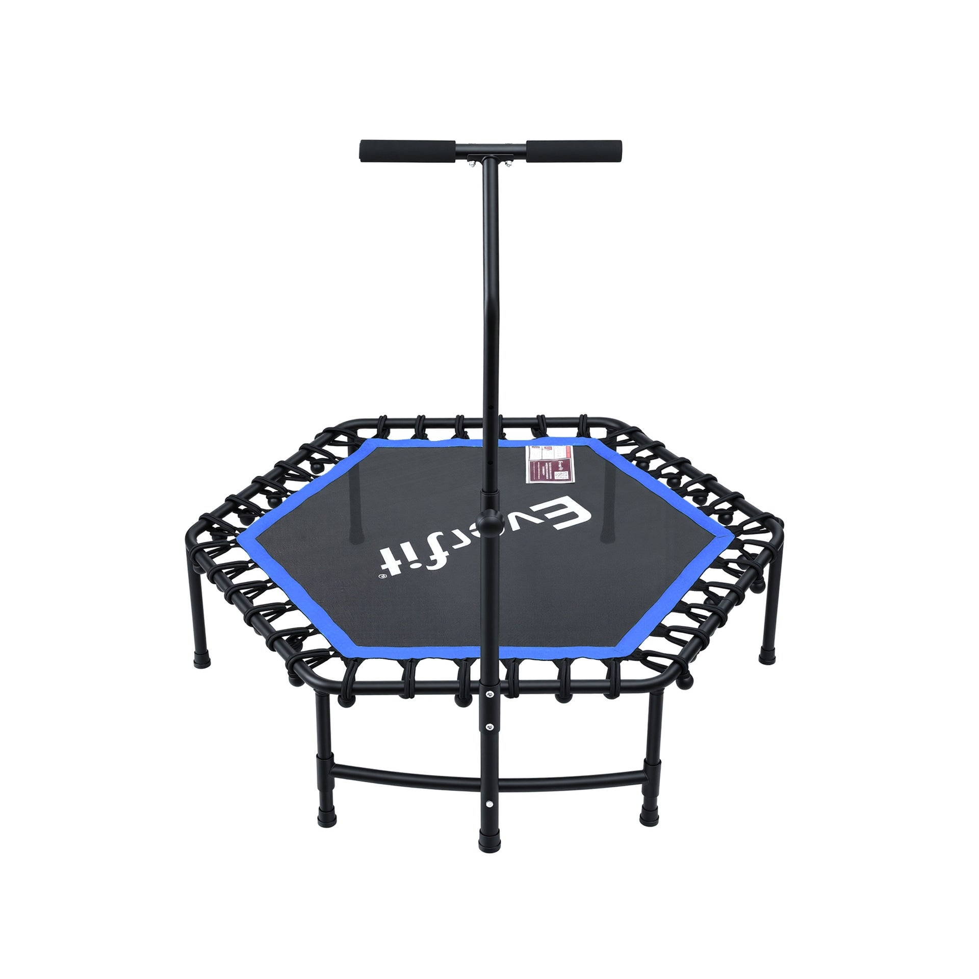 Everfit 48inch Hexagon Fitness Trampoline Rebounder Adjustable Handrail Blue